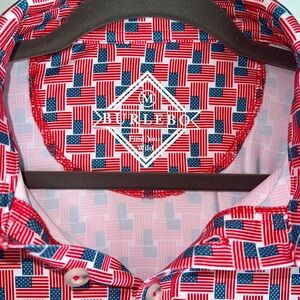 Burlebo Men’s Medium American Flag Collared Shirt